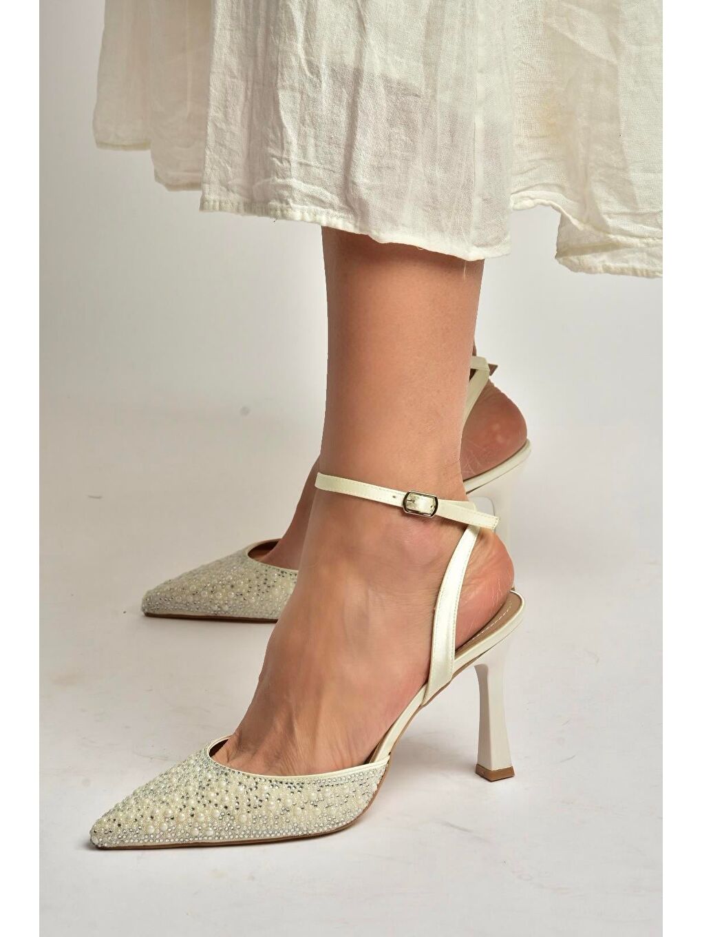 Bej Ten Kadın Topuklu Ayakkabı U676417604-2