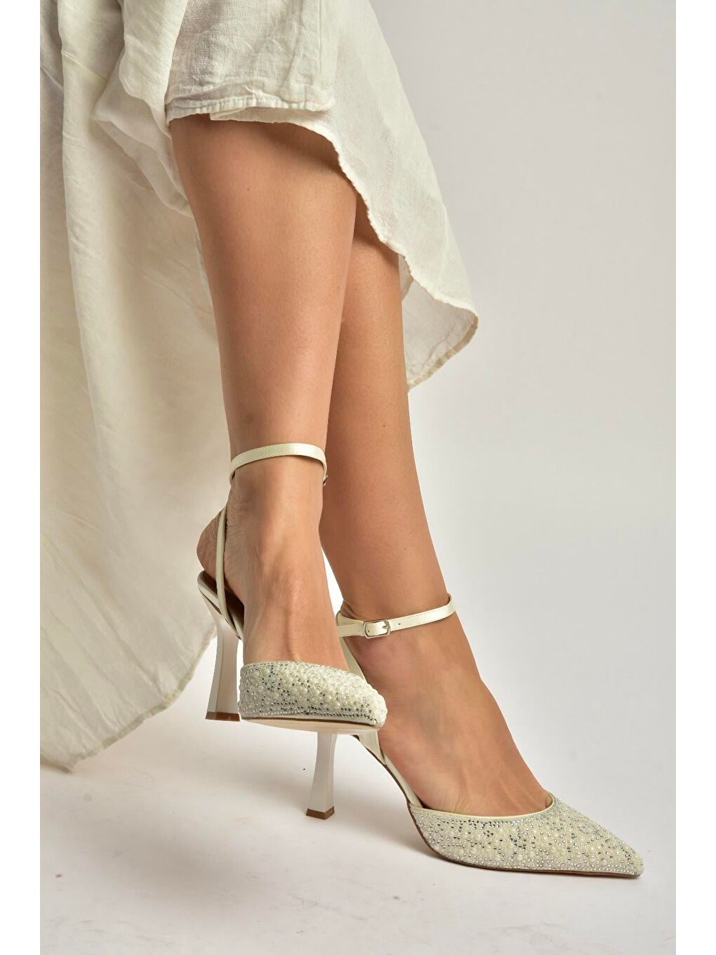 Bej Ten Kadın Topuklu Ayakkabı U676417604-3