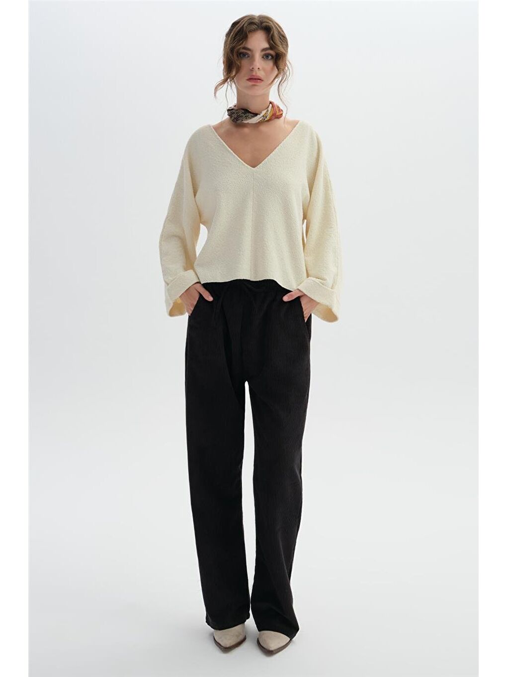 Antrasit Kadife Fitilli Pantolon-1