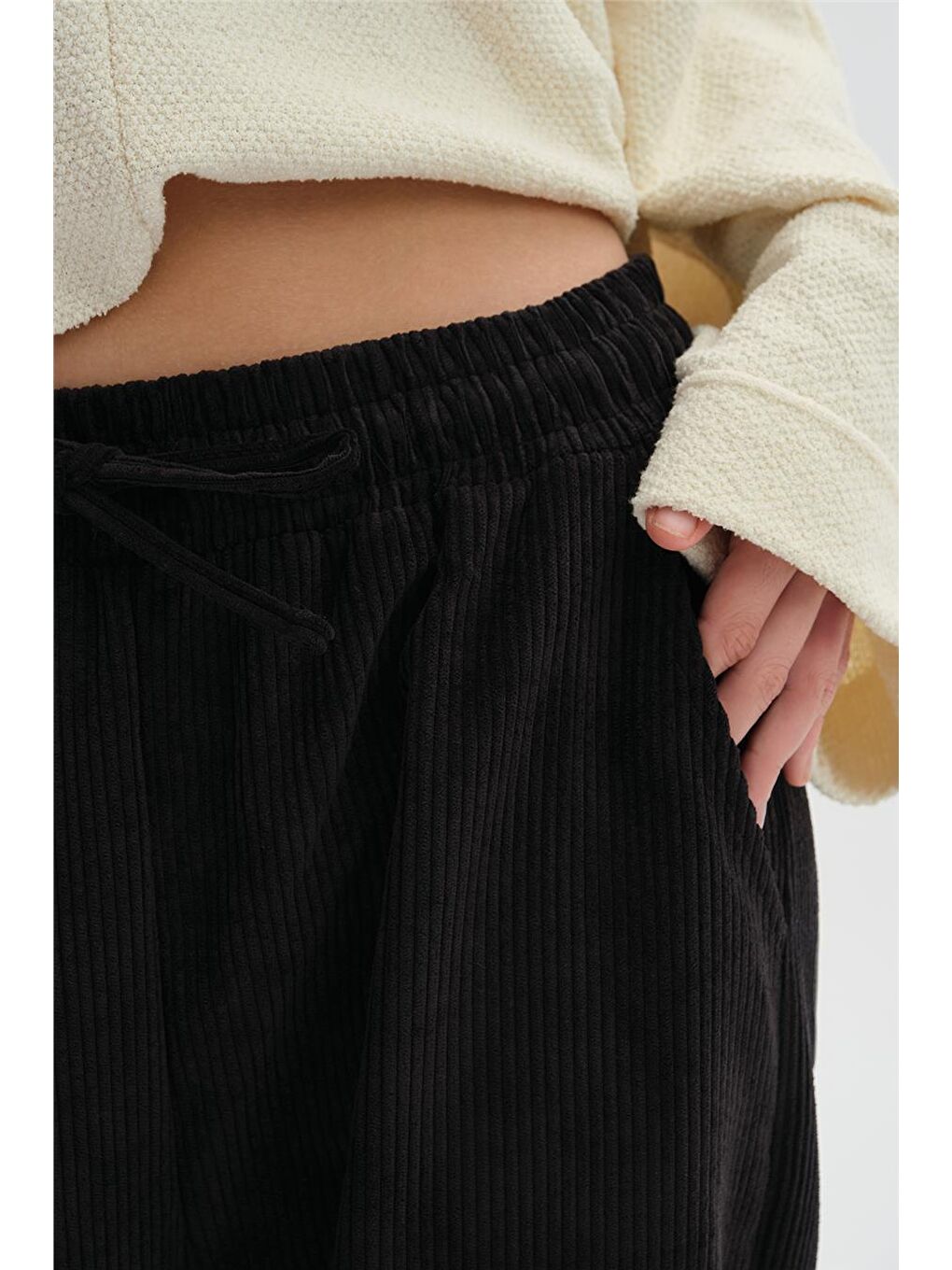 Antrasit Kadife Fitilli Pantolon-3