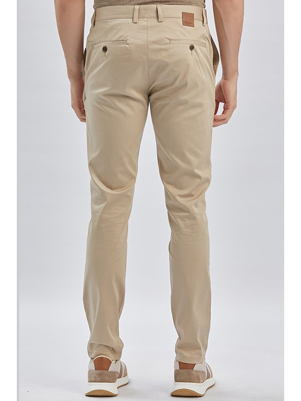 Bej Pamuklu Yandan Cepli Casual Slim Fit Chino Pantolon 1003240161-4