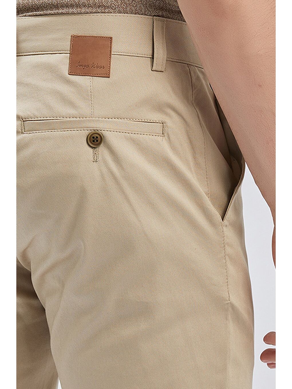 Bej Pamuklu Yandan Cepli Casual Slim Fit Chino Pantolon 1003240161-5