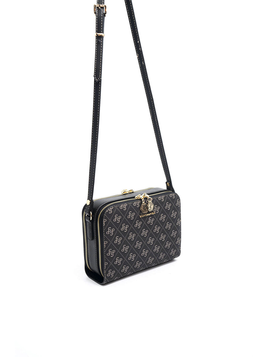 Gri Kadın Çapraz Çanta 888-45887 SILVER POLO ÇAPRAZ BAYAN ÇANTASI M178 FÜME-MAT SİYAH-2