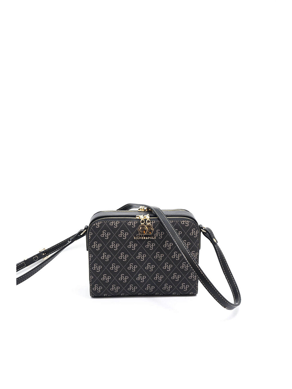 Gri Kadın Çapraz Çanta 888-45887 SILVER POLO ÇAPRAZ BAYAN ÇANTASI M178 FÜME-MAT SİYAH-5