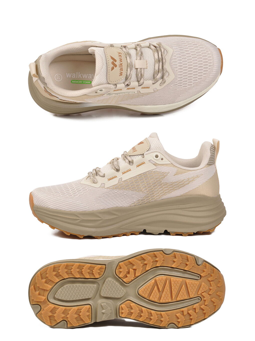 Bej Fileli Hafif Esnek Hafızalı Taban Unisex Spor Ayakkabı Flexion G-3