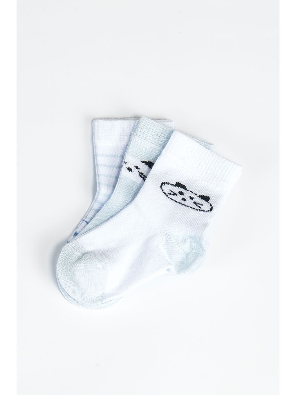 Ekru Erkek Bebek Basic Dikişsiz 3 'lü Soket Çorap 0 Ay - 36 Ay-1