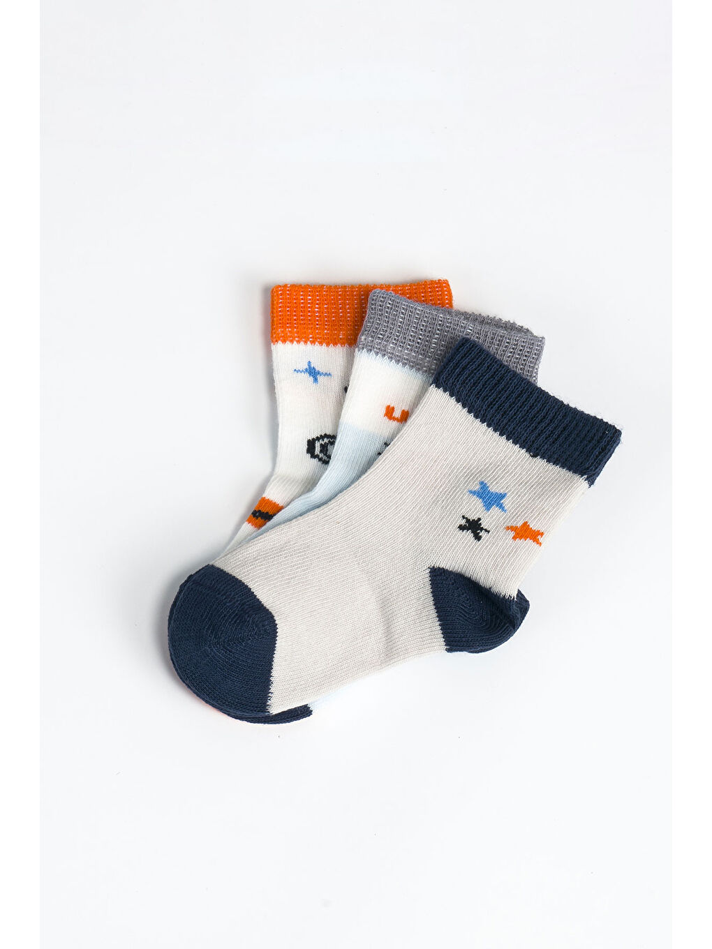 Ekru Erkek Bebek Basic Dikişsiz 3 'lü Soket Çorap 0 Ay - 36 Ay-1