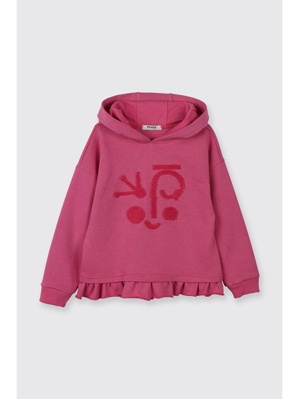 Kız Çocuk Uzun Kollu Süzene Nakışlı Kapüşonlu Fuşya Sweatshirt-4