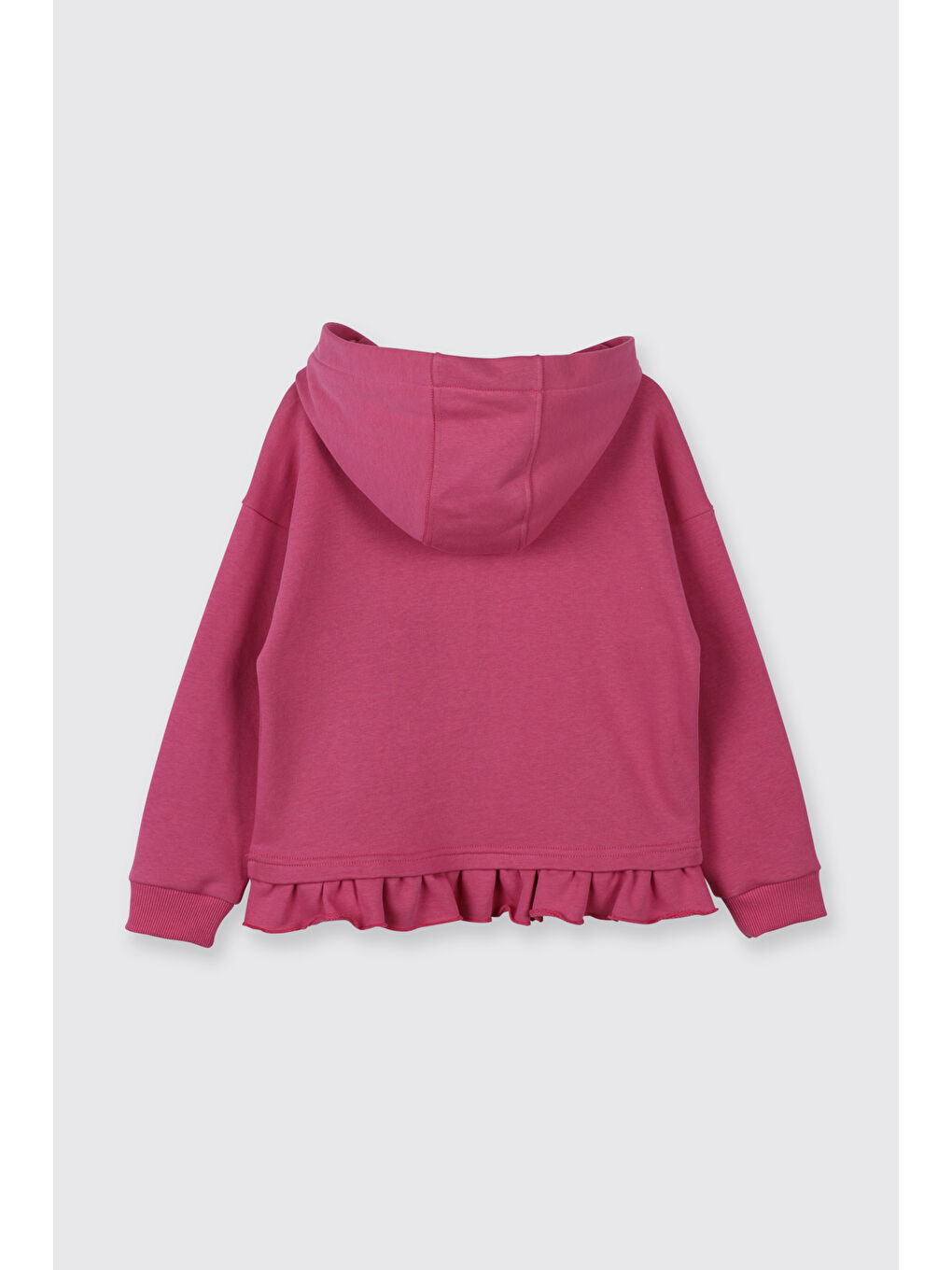 Kız Çocuk Uzun Kollu Süzene Nakışlı Kapüşonlu Fuşya Sweatshirt-5