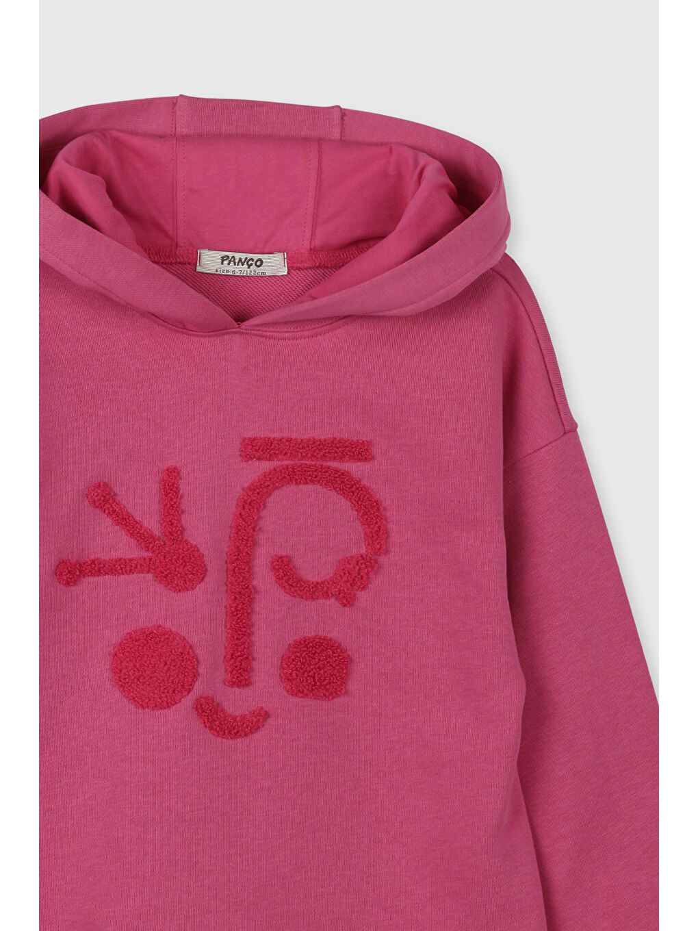 Kız Çocuk Uzun Kollu Süzene Nakışlı Kapüşonlu Fuşya Sweatshirt-6