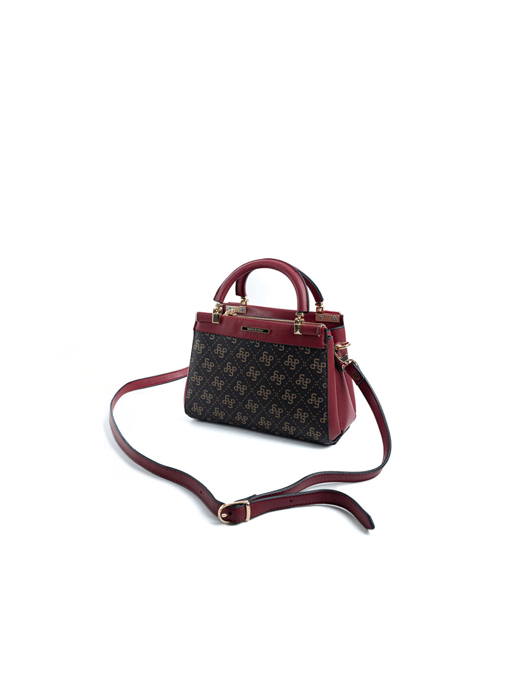 Kahverengi Kadın Omuz Çantası 1193-48067 SILVER POLO BAYAN ÇANTASI M178 KAHVE SARI-MAT BORDO-4