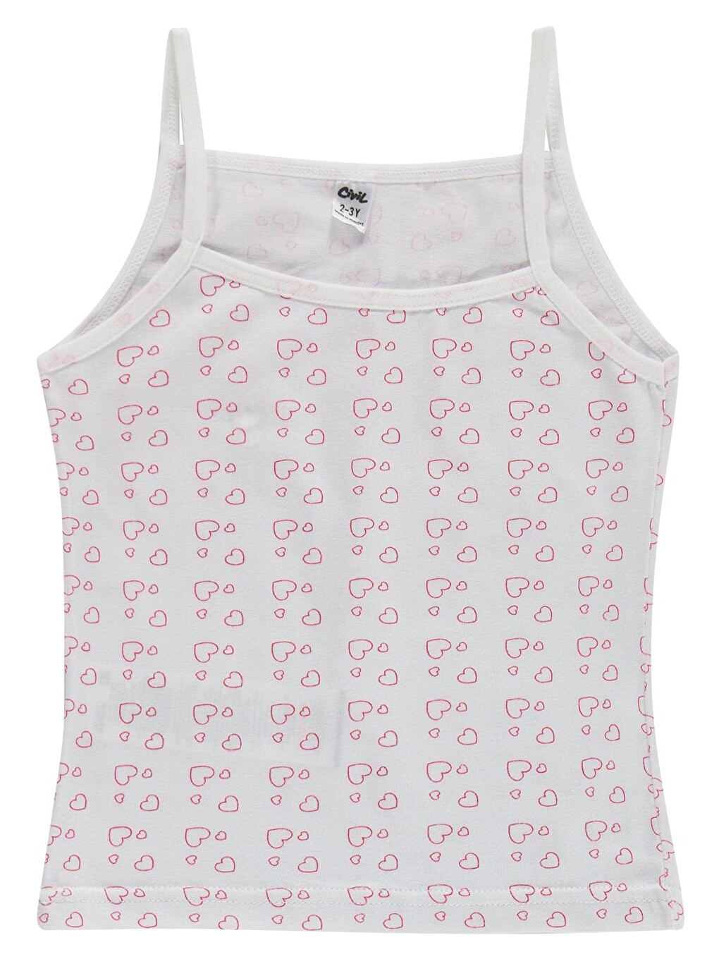 Beyaz Girls Cute Kalp 2-12 Yaş Kız Çocuk 2'li Atlet - Standart-1