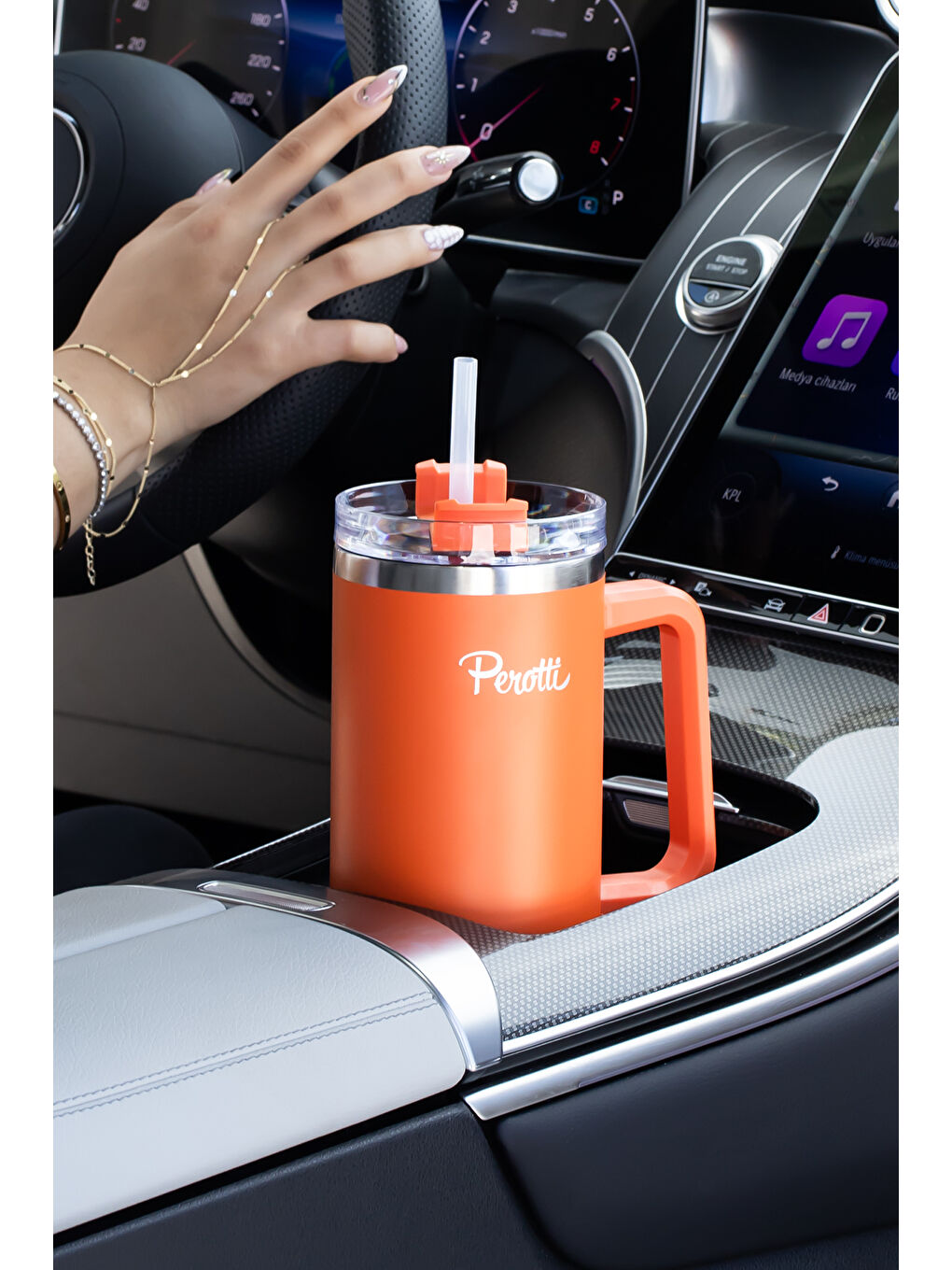 17236-5 Colte V2 Paslanmaz Çelik Sporcu Termos Bardak Matara Turuncu 1,2 Lt-2