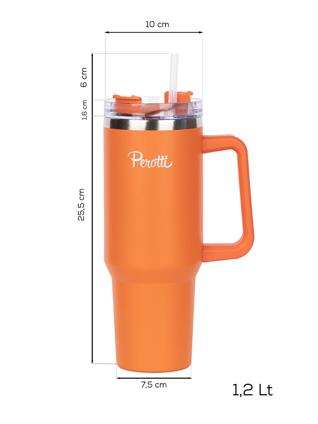 17236-5 Colte V2 Paslanmaz Çelik Sporcu Termos Bardak Matara Turuncu 1,2 Lt-3