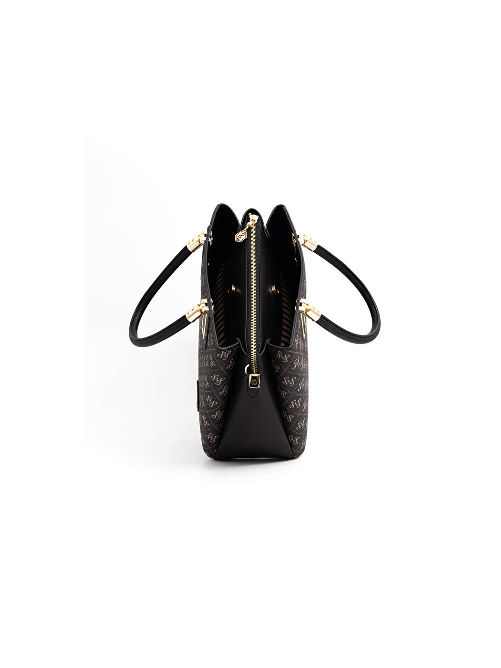 Gri Kadın Omuz Çantası 1000-45442 SILVER POLO BAYAN ÇANTASI M178 FÜME-MAT SİYAH-4