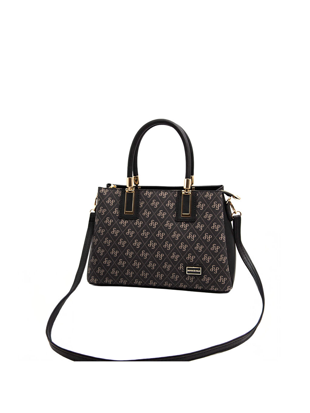 Gri Kadın Omuz Çantası 1000-45442 SILVER POLO BAYAN ÇANTASI M178 FÜME-MAT SİYAH-5