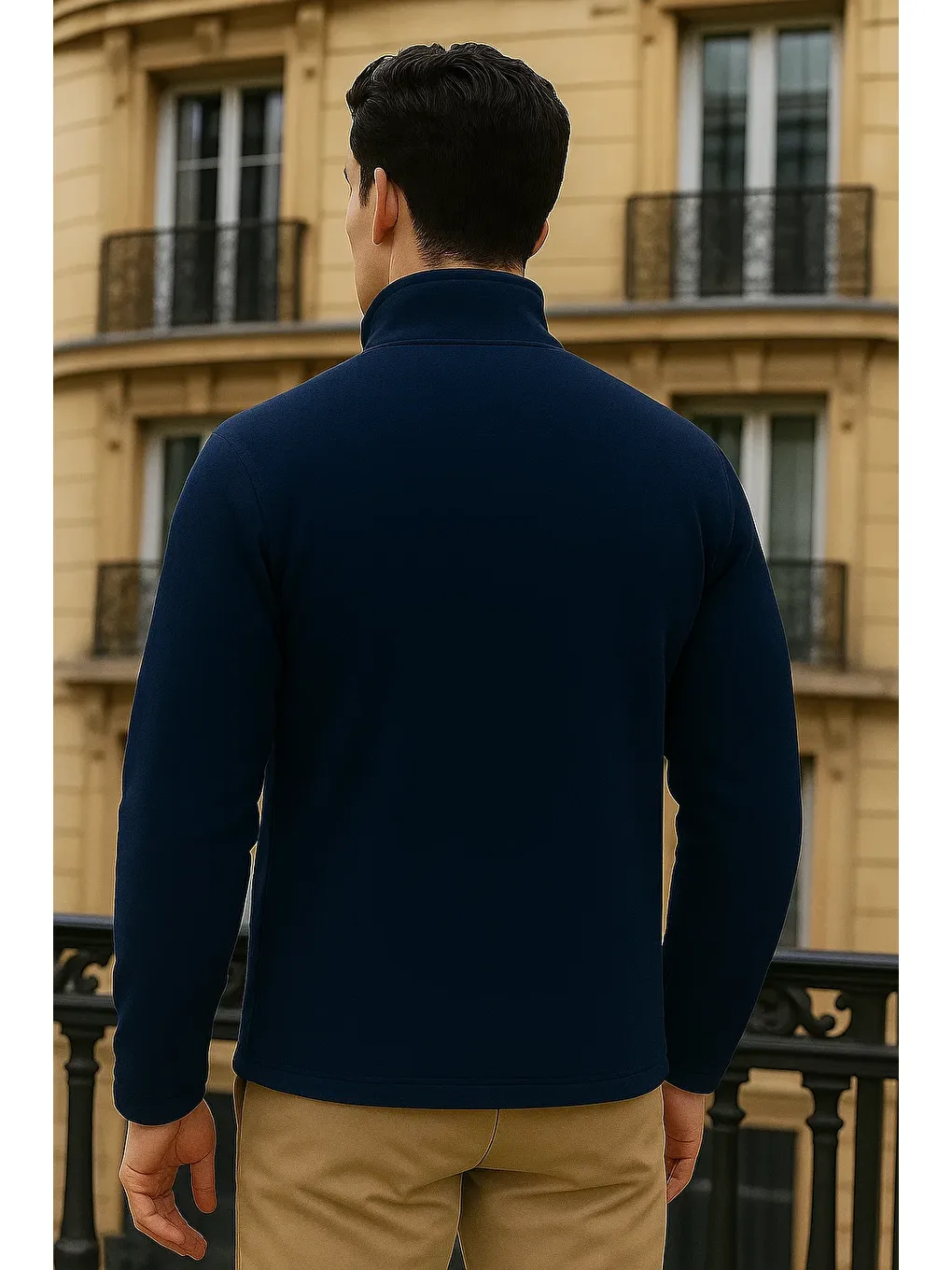 Erkek Kışlık Basic Fermuarlı Cepli Lacivert Polar Hırka-4