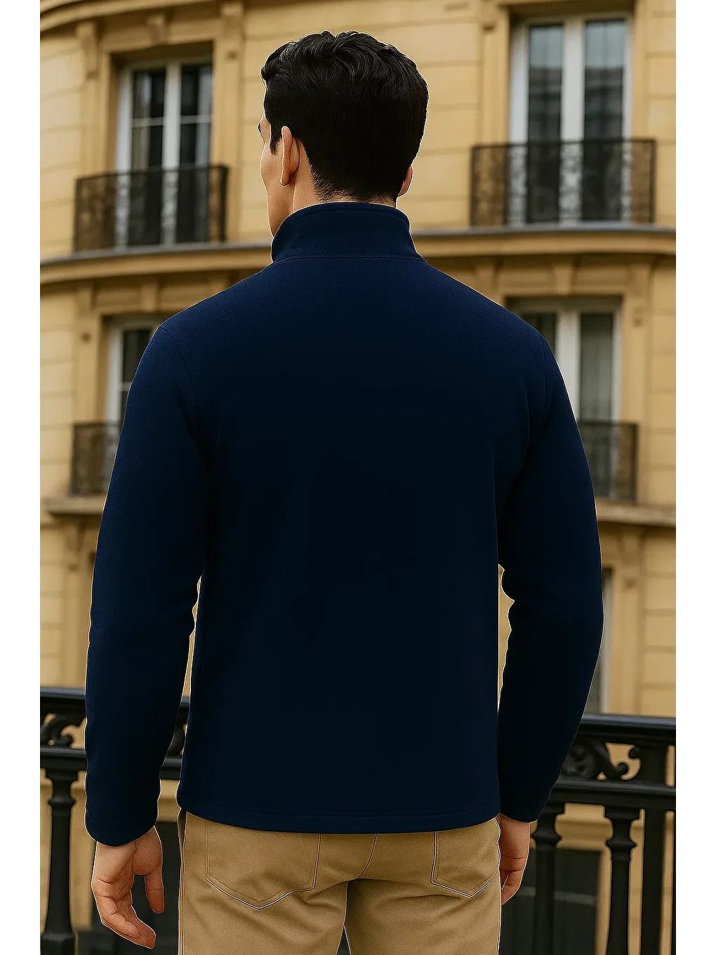 Erkek Kışlık Basic Fermuarlı Cepli Lacivert Polar Hırka-5