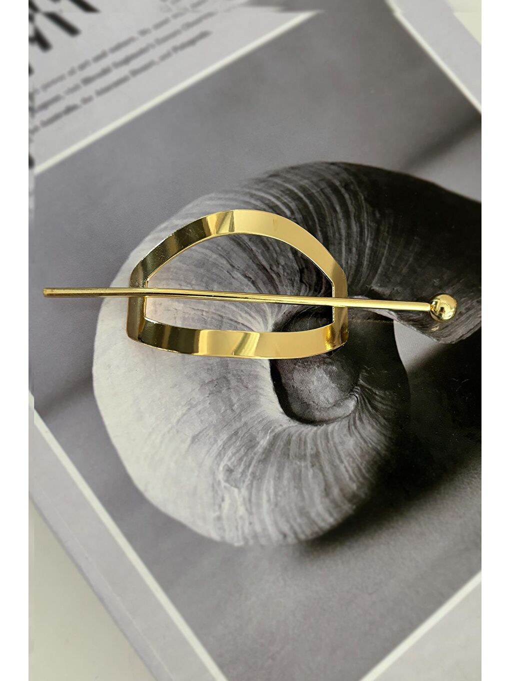 Sarı Metal Çubuk Geçmeli Topuz Tokası