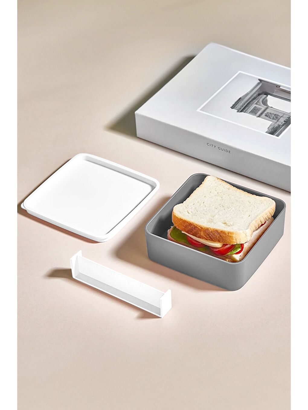 2 Katlı Ayarlanabilir Kare Beslenme Kabı Çatal Kaşık Servisli Yemek Saklama Kutusu Antrasit-6