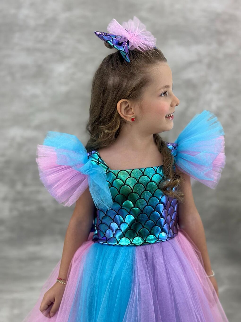 Karışık Deniz Kızı Tütü Etekli Kız Çocuk Abiye Elbise-1