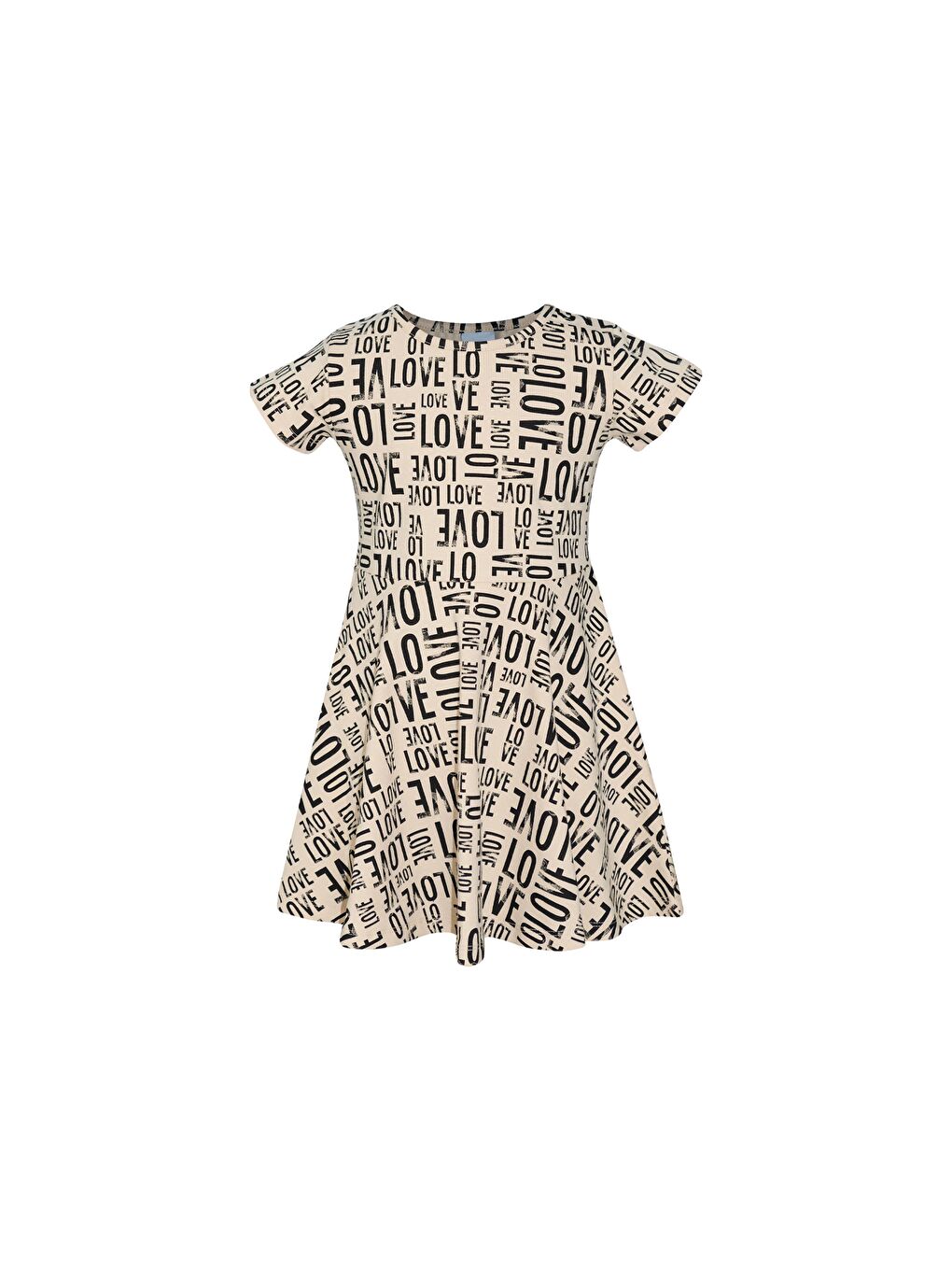 Karışık Lovely Letters Kız Çocuk Desenli Kısa Kollu Elbise