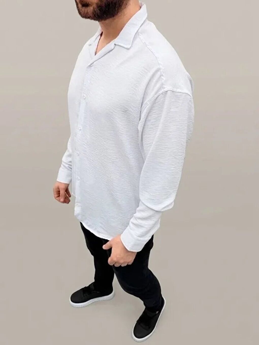 Beyaz Erkek Aerobin Kumaş 4 Mevsim Uzun Kollu-1