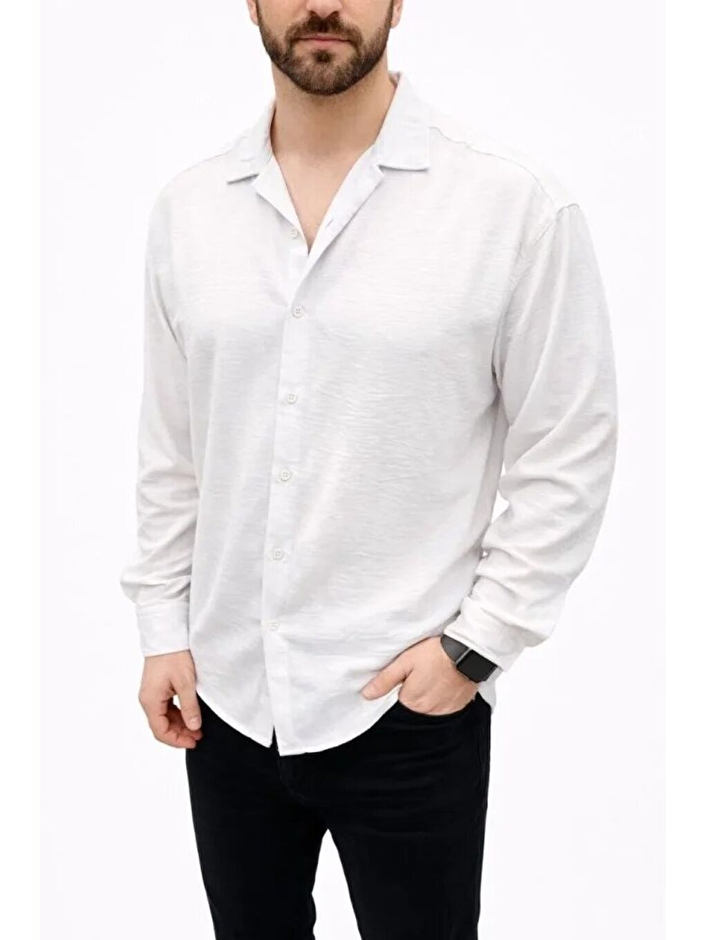 Beyaz Erkek Aerobin Kumaş 4 Mevsim Uzun Kollu-2