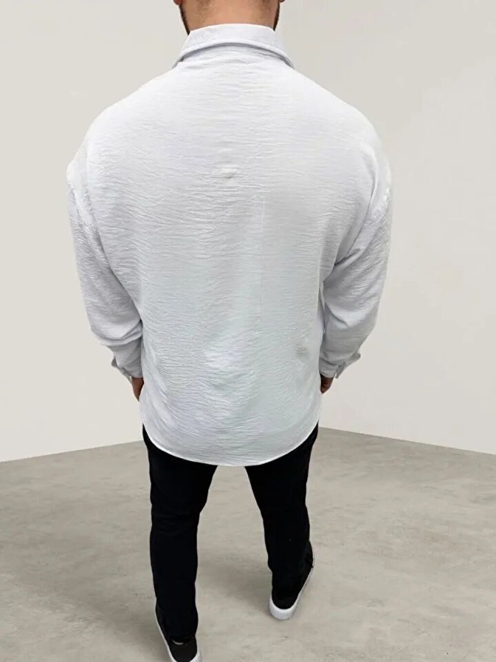 Beyaz Erkek Aerobin Kumaş 4 Mevsim Uzun Kollu-3