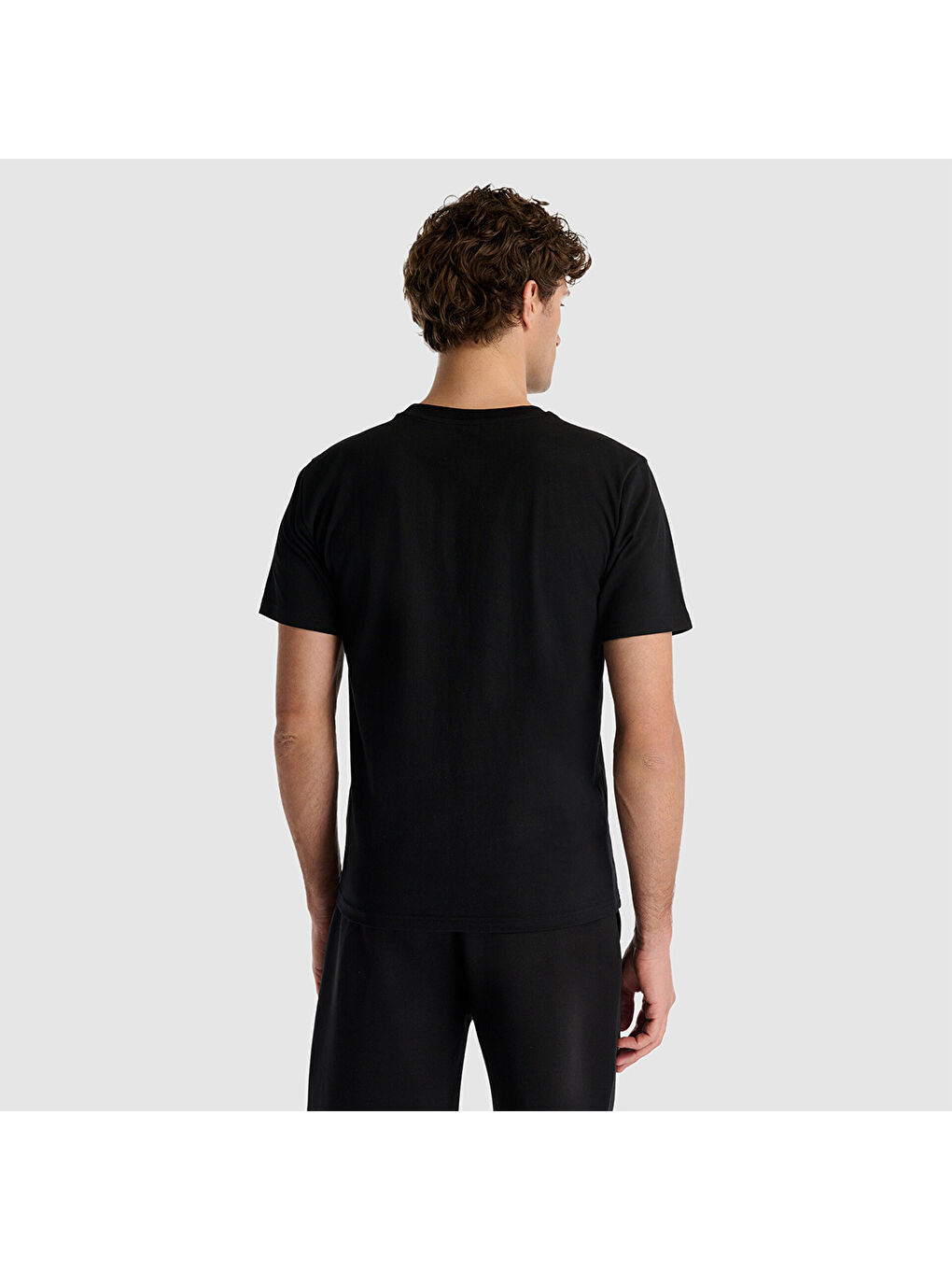 1537 Erkek Siyah Yuvarlak Yaka Tişört-2