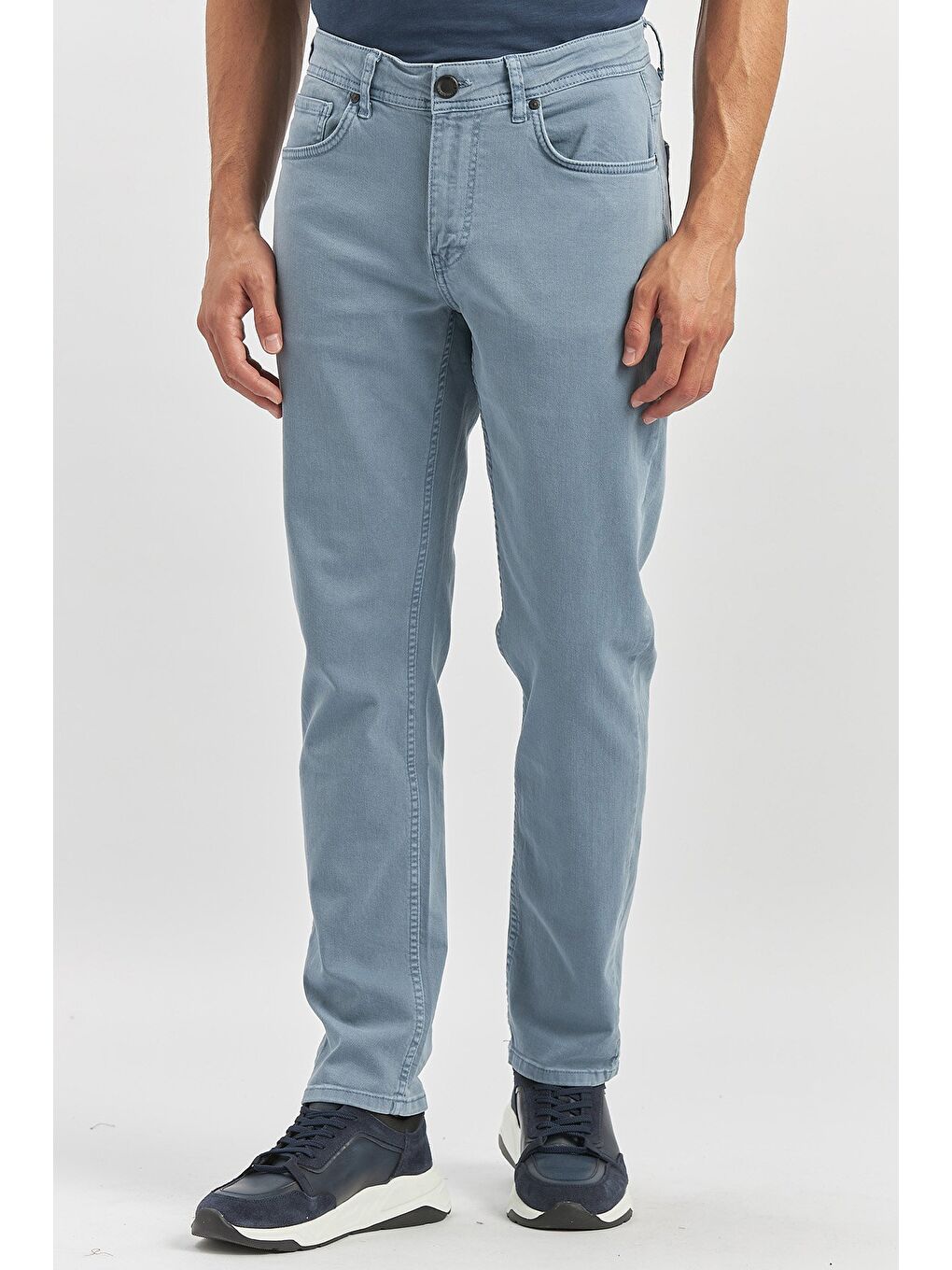 Koyu Turkuaz Pamuklu 5 Cep Casual Slim Fit 5 Cep Pantolon 1003240319-1
