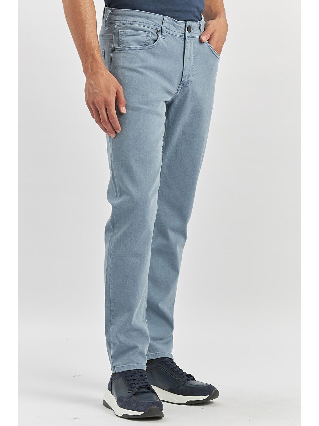 Koyu Turkuaz Pamuklu 5 Cep Casual Slim Fit 5 Cep Pantolon 1003240319-2