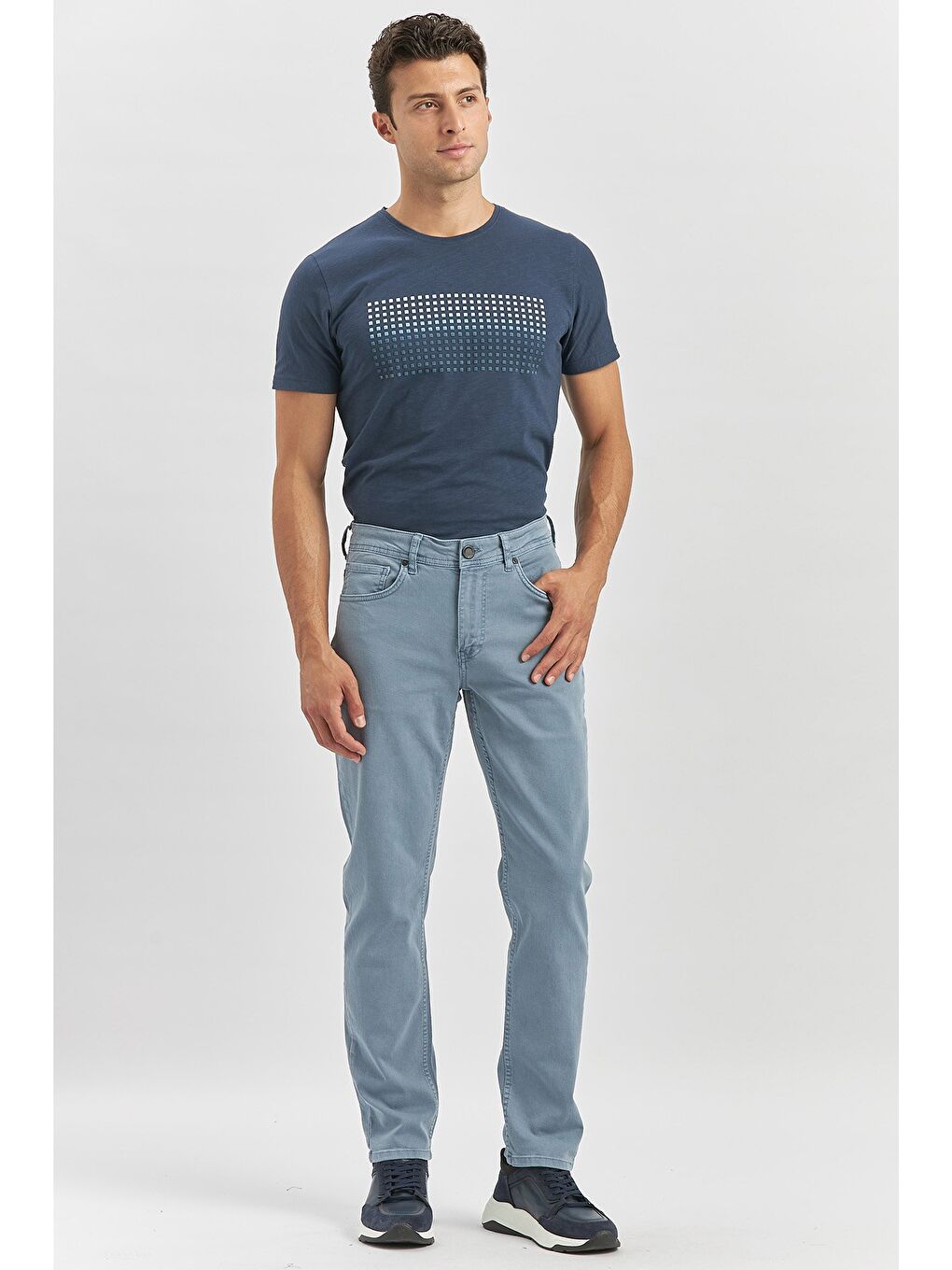 Koyu Turkuaz Pamuklu 5 Cep Casual Slim Fit 5 Cep Pantolon 1003240319-3