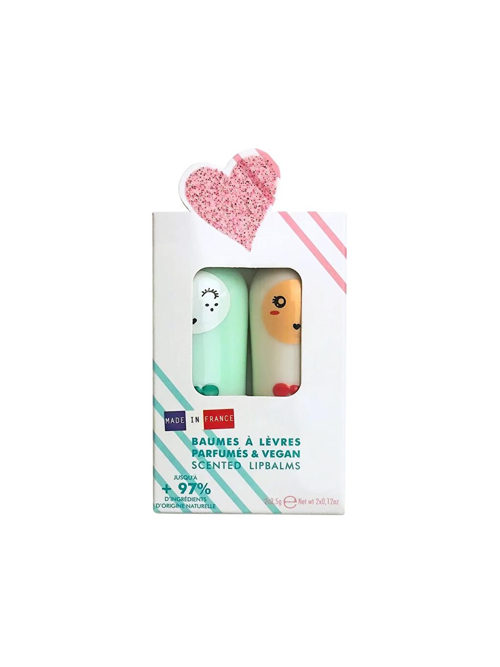 Inuwet Beyaz-Renklibaskı Pastel Sweet Duo Lip Balm 2'Li Hediye Seti