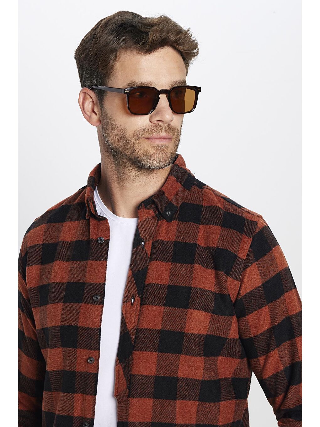 Karışık Erkek Slim Fit Dar Kesim Oduncu Düğmeli Yaka Kareli Kışlık Gömlek