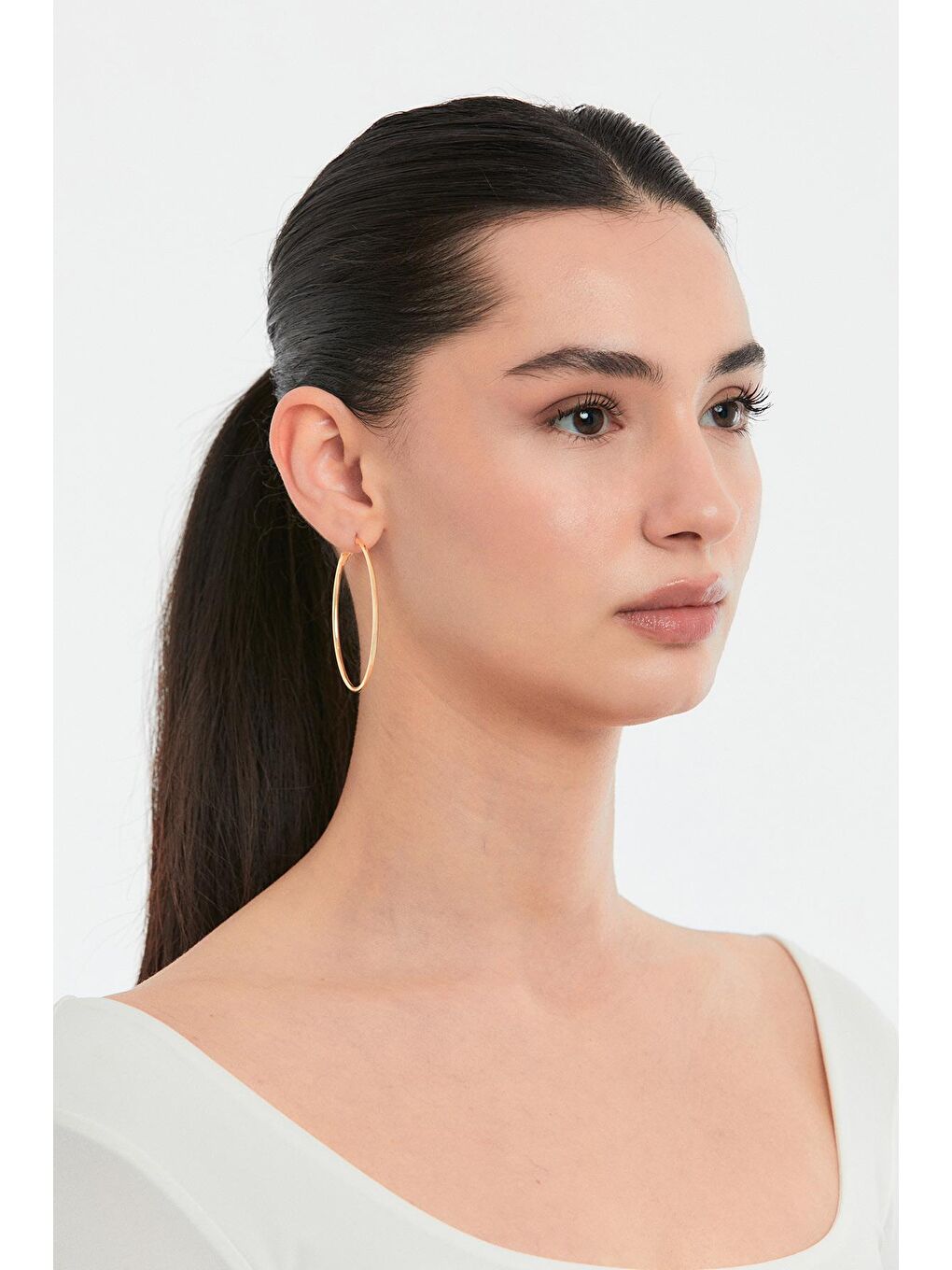 Sarı Halka Klips Küpe