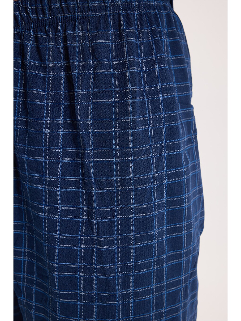 Erkek Standart Fit Normal Kesim Pamuklu Bisiklet Yaka Kısa Kollu Lastikli Lacivert Pijama Takımı-4