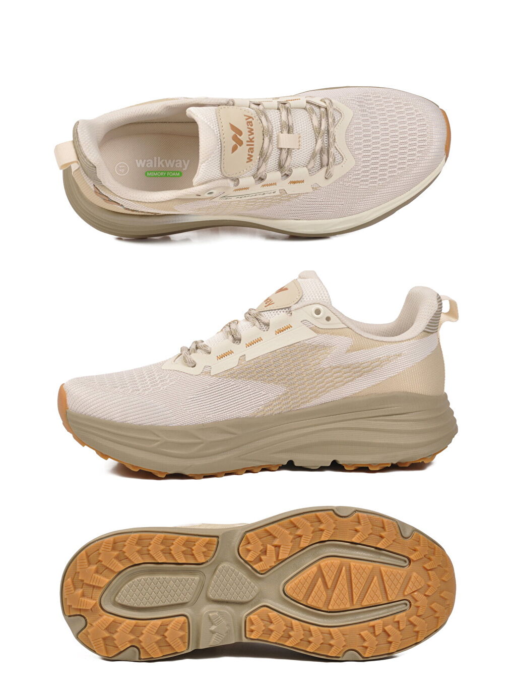 Bej Fileli Hafif Esnek Hafızalı Taban Erkek Spor Ayakkabı Flexion M-3