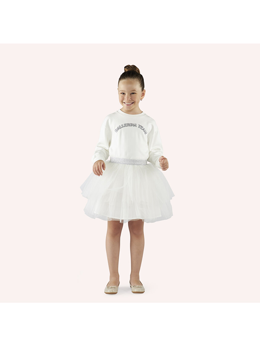 Ekru Kız Çocuk Sim Lastikli Tütü Etek-8