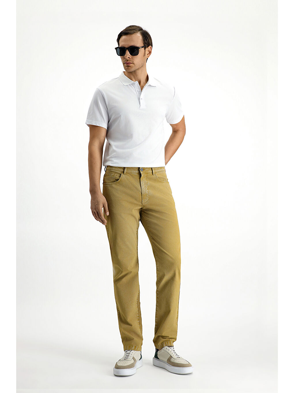 Bej Regular Fit Elastanlı Kanvas / Chino Pantolon-1