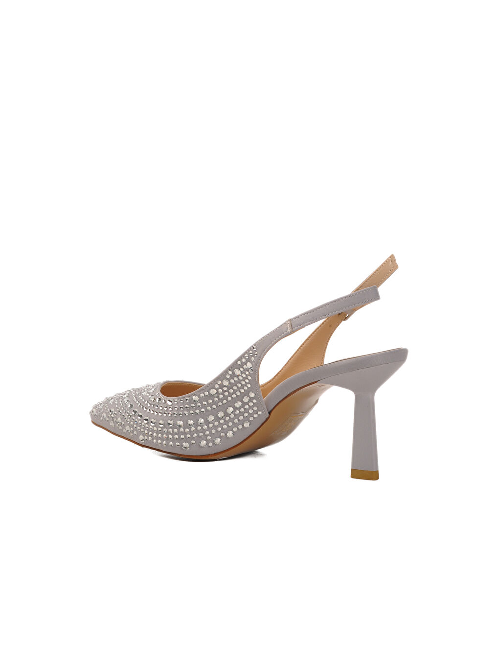 Gri Gümüş Saten İnce Topuklu Kadın Abiye Ayakkabı 575008 Z-3