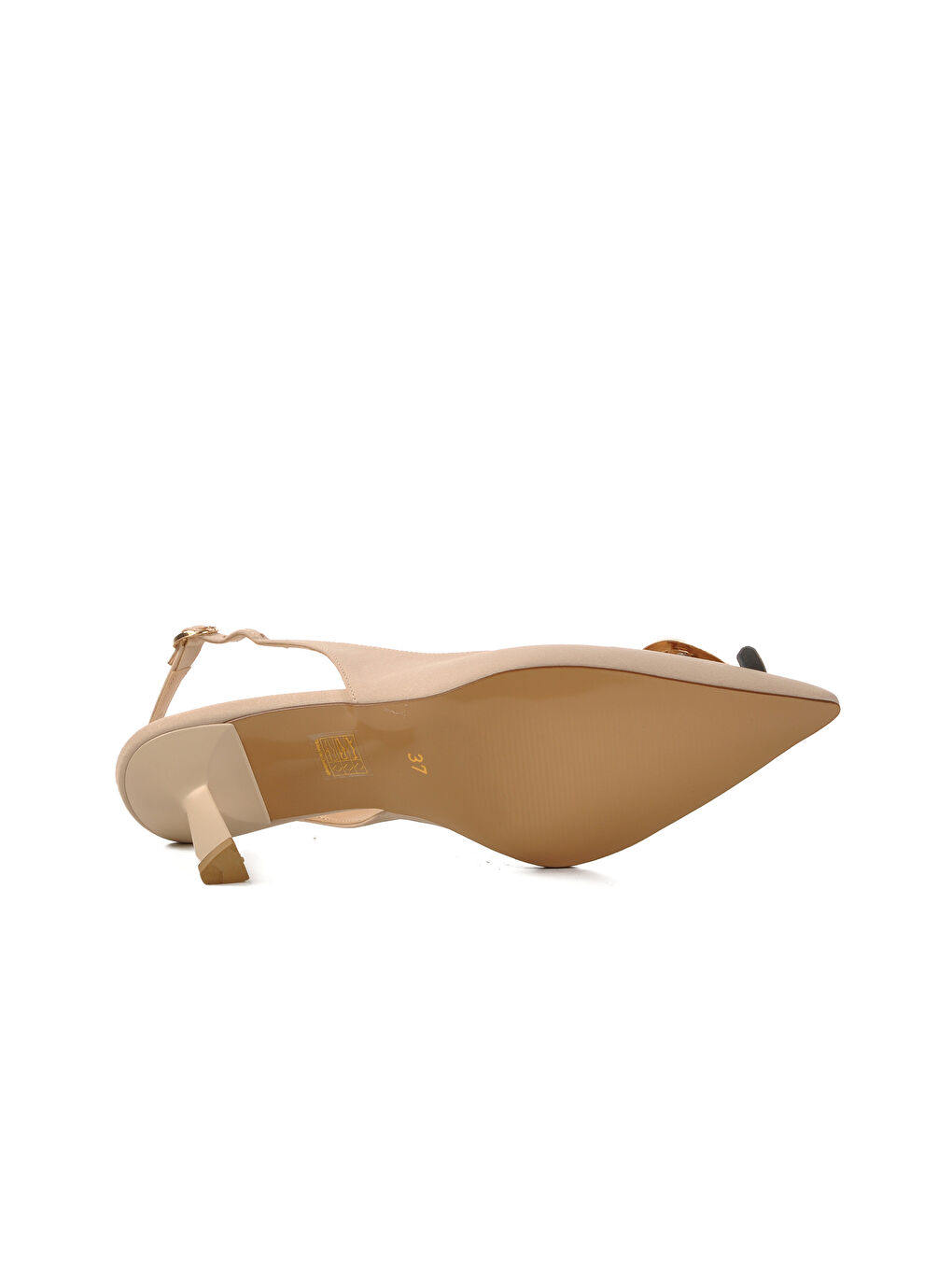 Bej Saten İnce Topuklu Kadın Abiye Ayakkabı 575010 Z-4