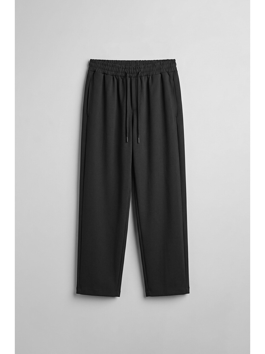 Erkek Relaxed Fit Lastikli Bel Pileli Pantolon Siyah
