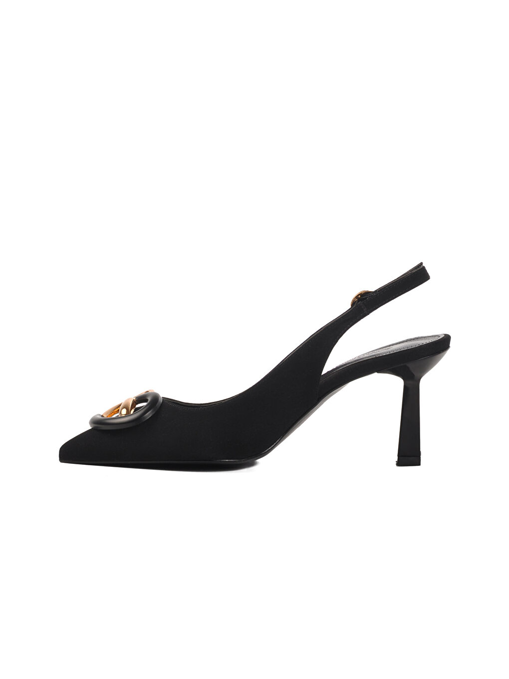 Siyah Saten İnce Topuklu Kadın Abiye Ayakkabı 575010 Z-1