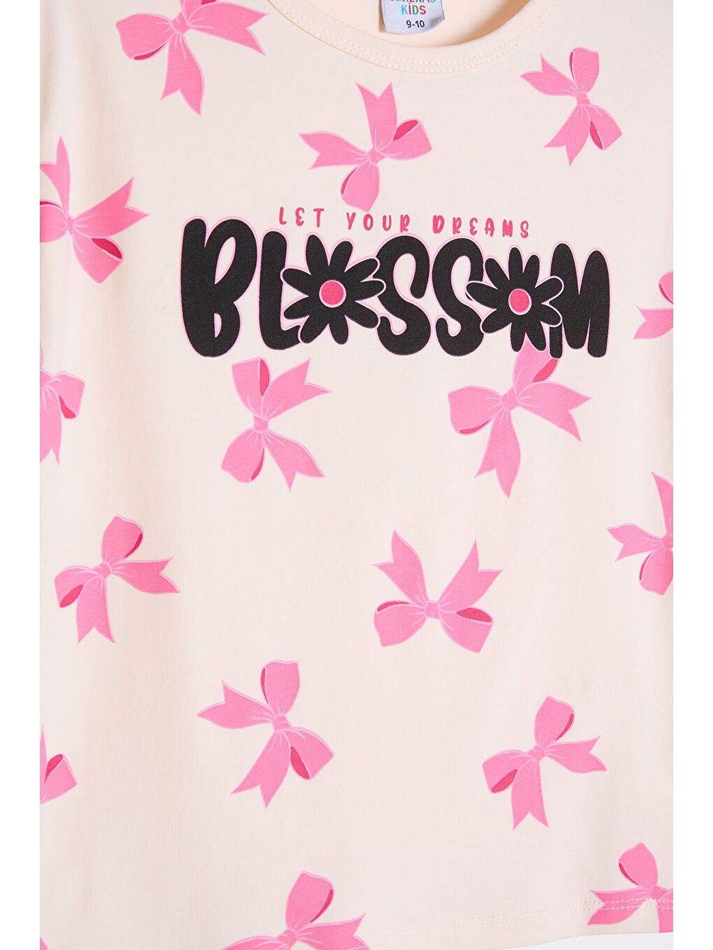 Pembe Fiyonk Desenli Bisiklet Yaka Tişörtlü Kız Çocuk Şortlu Takım 23882-3