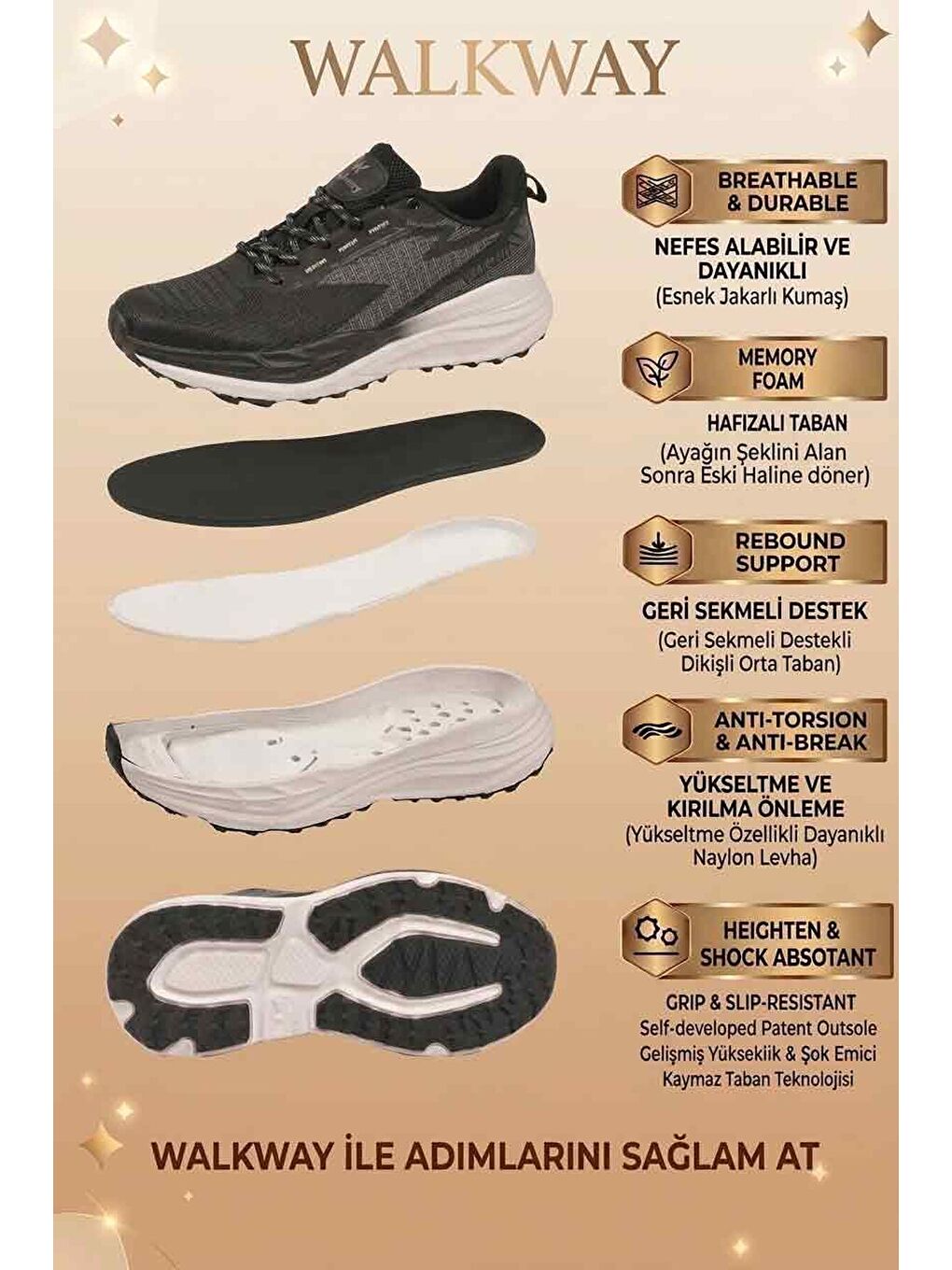 Siyah Beyaz Fileli Hafif Esnek Hafızalı Taban Erkek Spor Ayakkabı Flexion M-4