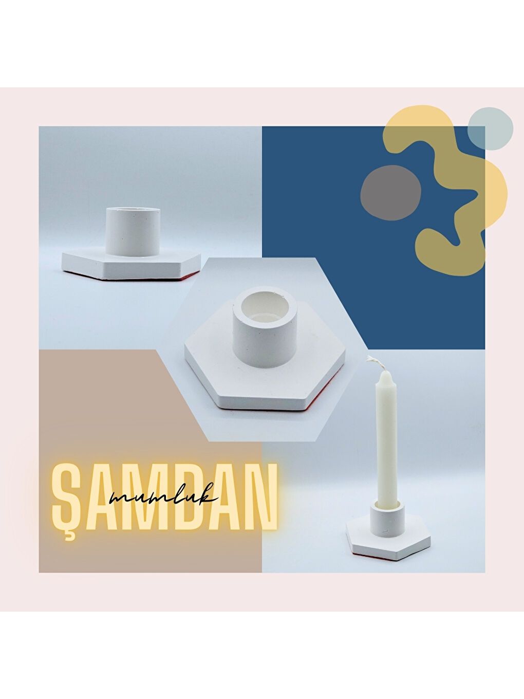 Beyaz Lumen Dekoratif Mumluk & Şamdan-2