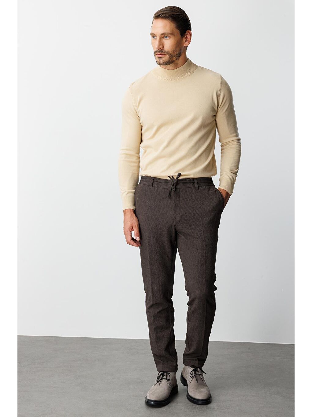 Kahverengi Erkek Kahve Dynamic Fit Std Pantolon