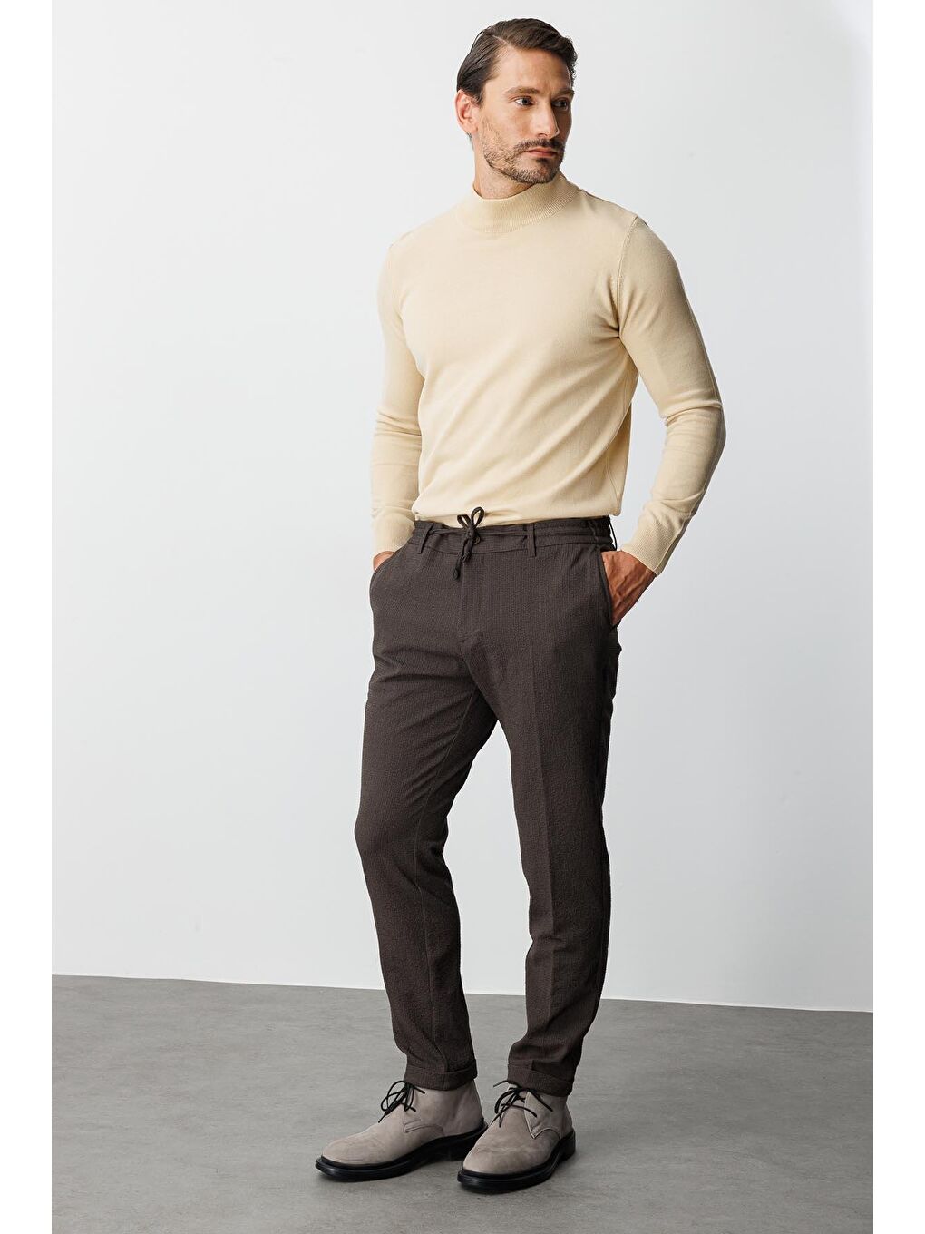 Kahverengi Erkek Kahve Dynamic Fit Std Pantolon-1