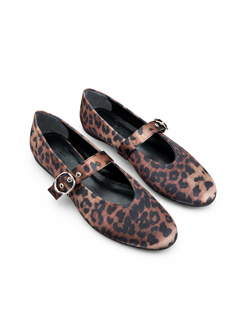 Kahverengi Bella  Kadın Kemer Detay  Saten Babet Leopar-1